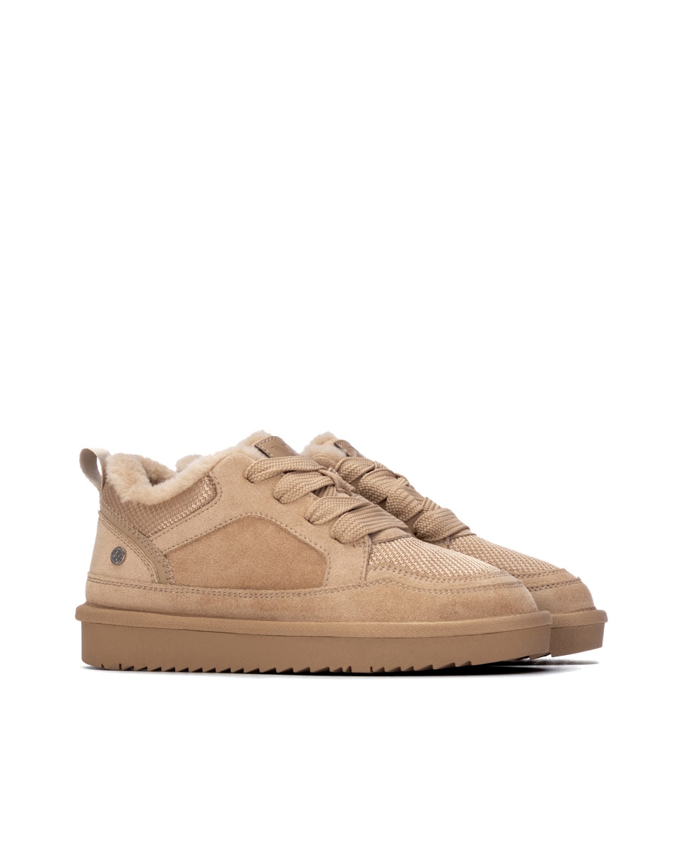 Zapatilla de mujer con cordones - Xti - Beige Beige-4
