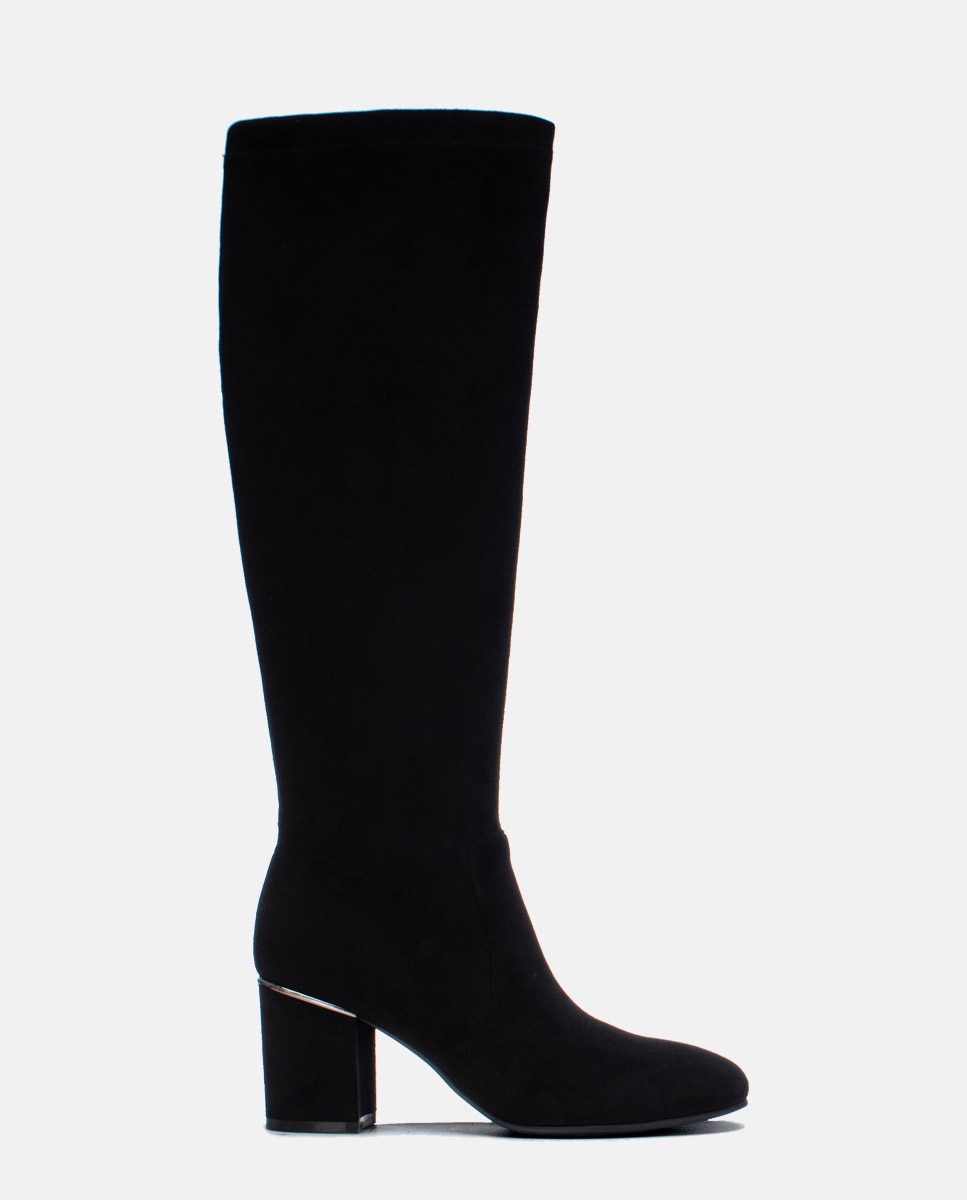 Bota alta de mujer en antelina - Xti - Negro Negro-1