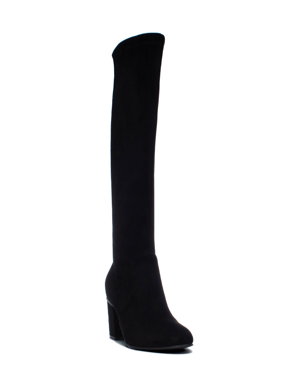 Bota alta de mujer en antelina - Xti - Negro Negro-3