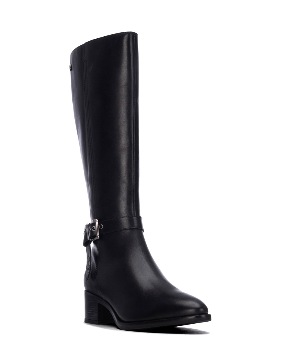 Bota de mujer con cremallera de piel - Carmela - Negro Negro-3