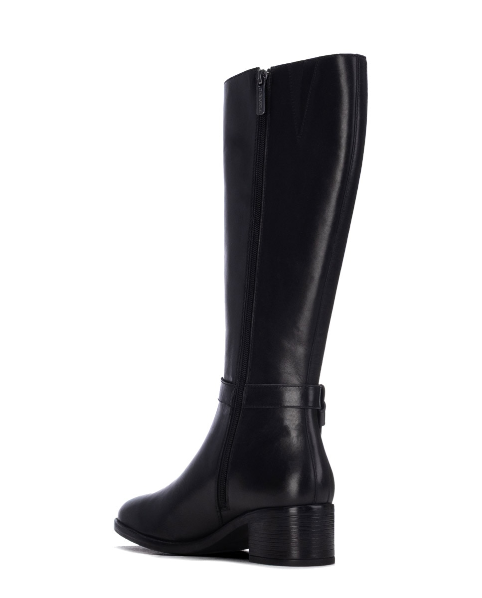 Bota de mujer con cremallera de piel - Carmela - Negro Negro-2