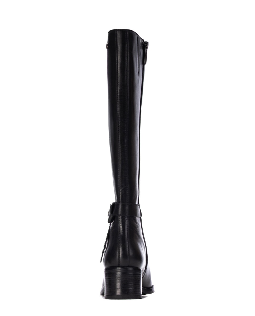 Bota de mujer con cremallera de piel - Carmela - Negro Negro-5