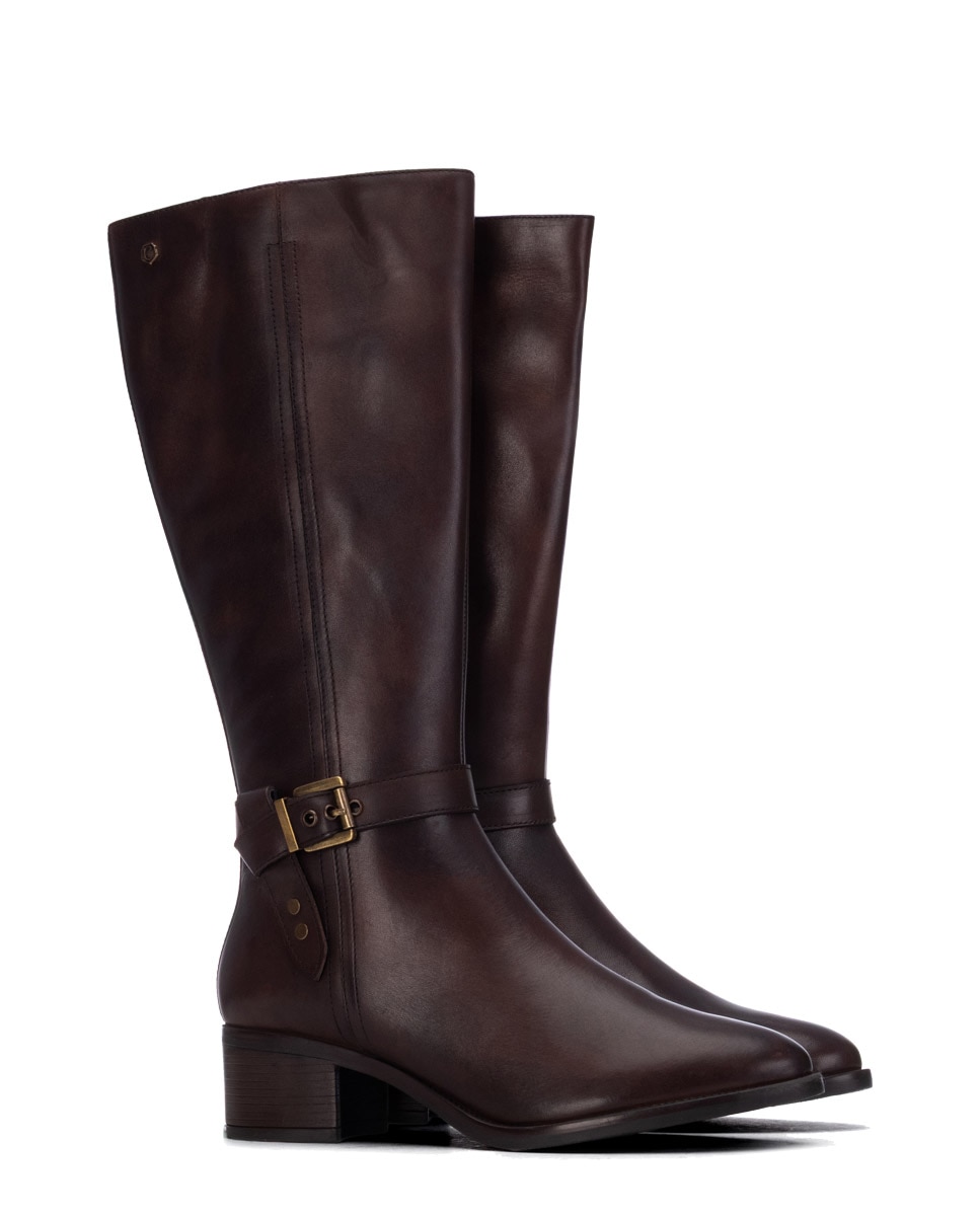 Bota de mujer con cremallera de piel - Carmela - Marrón Marrón-4