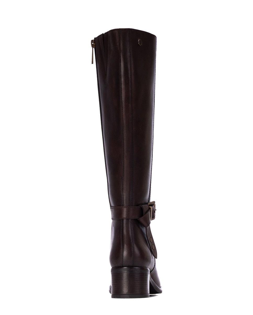 Bota de mujer con cremallera de piel - Carmela - Marrón Marrón-5