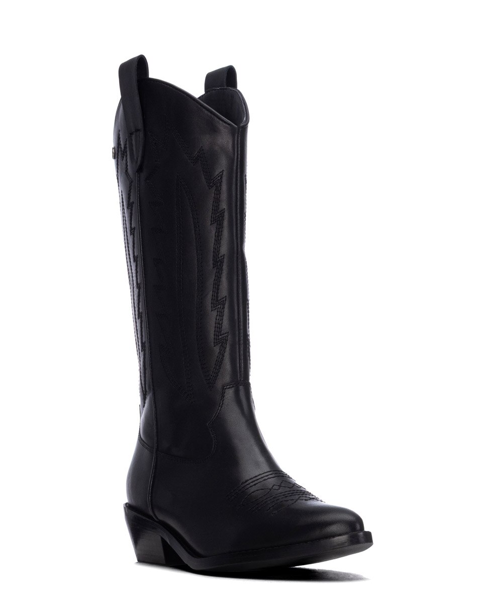 Bota de mujer con cremallera de piel - Carmela - Negro Negro-4