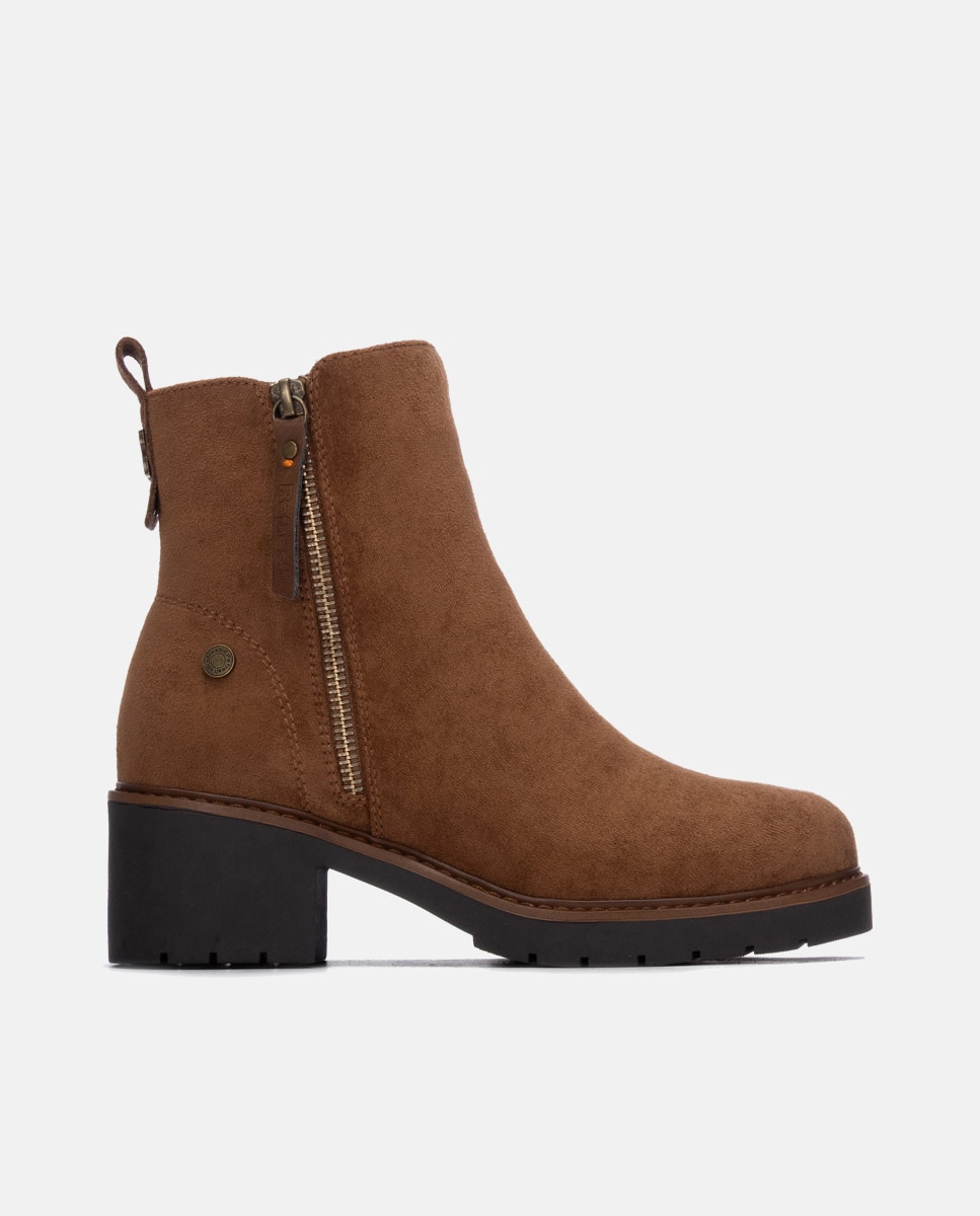 Botines de mujer con cremallera - Refresh - Camel Camel-1