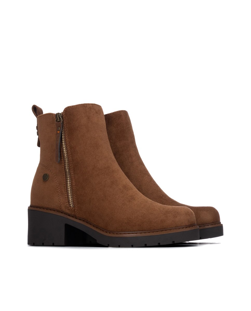 Botines de mujer con cremallera - Refresh - Camel Camel-4