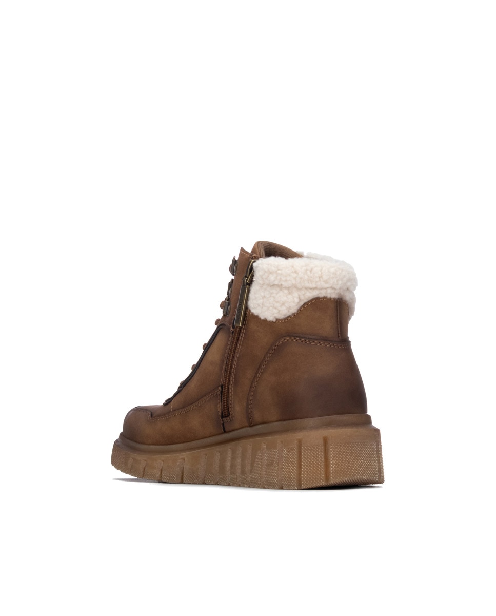Botines con pelo de mujer con cordones - Refresh - Camel Camel-2