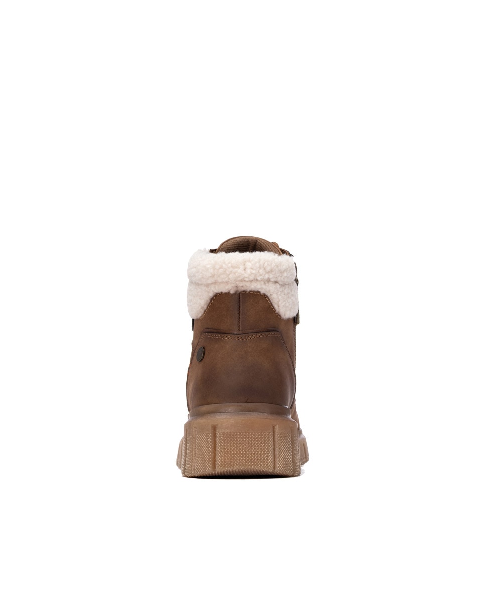 Botines con pelo de mujer con cordones - Refresh - Camel Camel-5