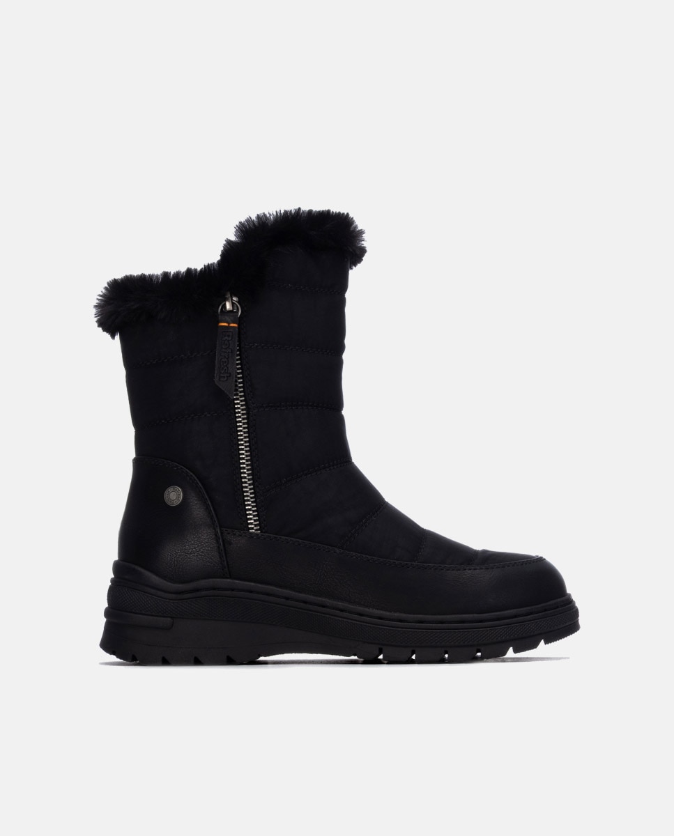 Botines con pelo de mujer con cremallera - Refresh - Negro Negro-1