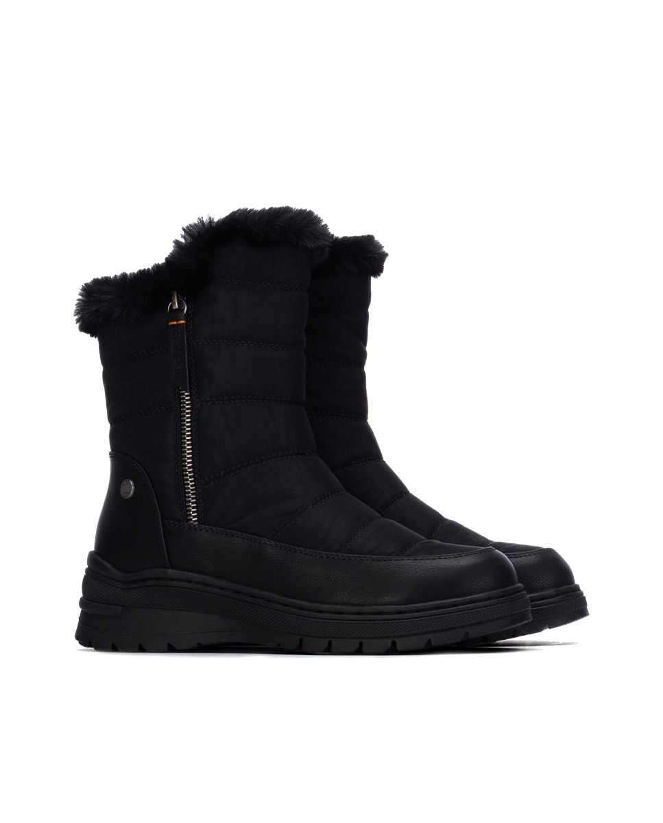 Botines con pelo de mujer con cremallera - Refresh - Negro Negro-4