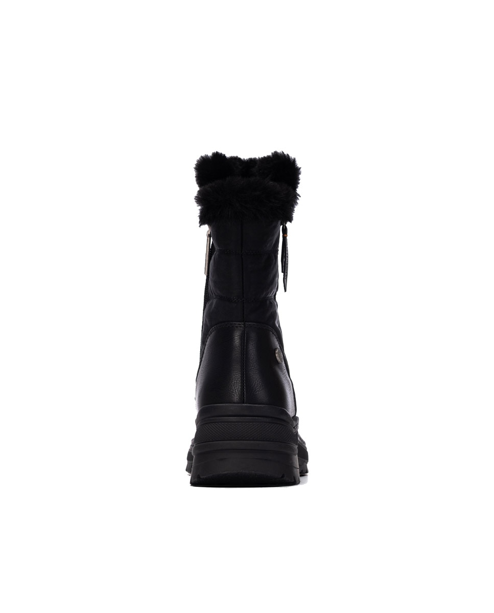 Botines con pelo de mujer con cremallera - Refresh - Negro Negro-5