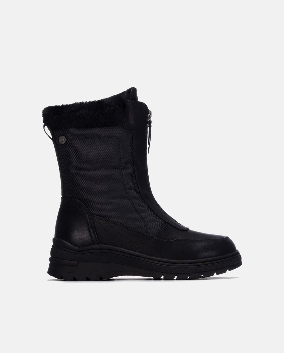Botines con pelo de mujer con cremallera - Refresh - Negro Negro-1