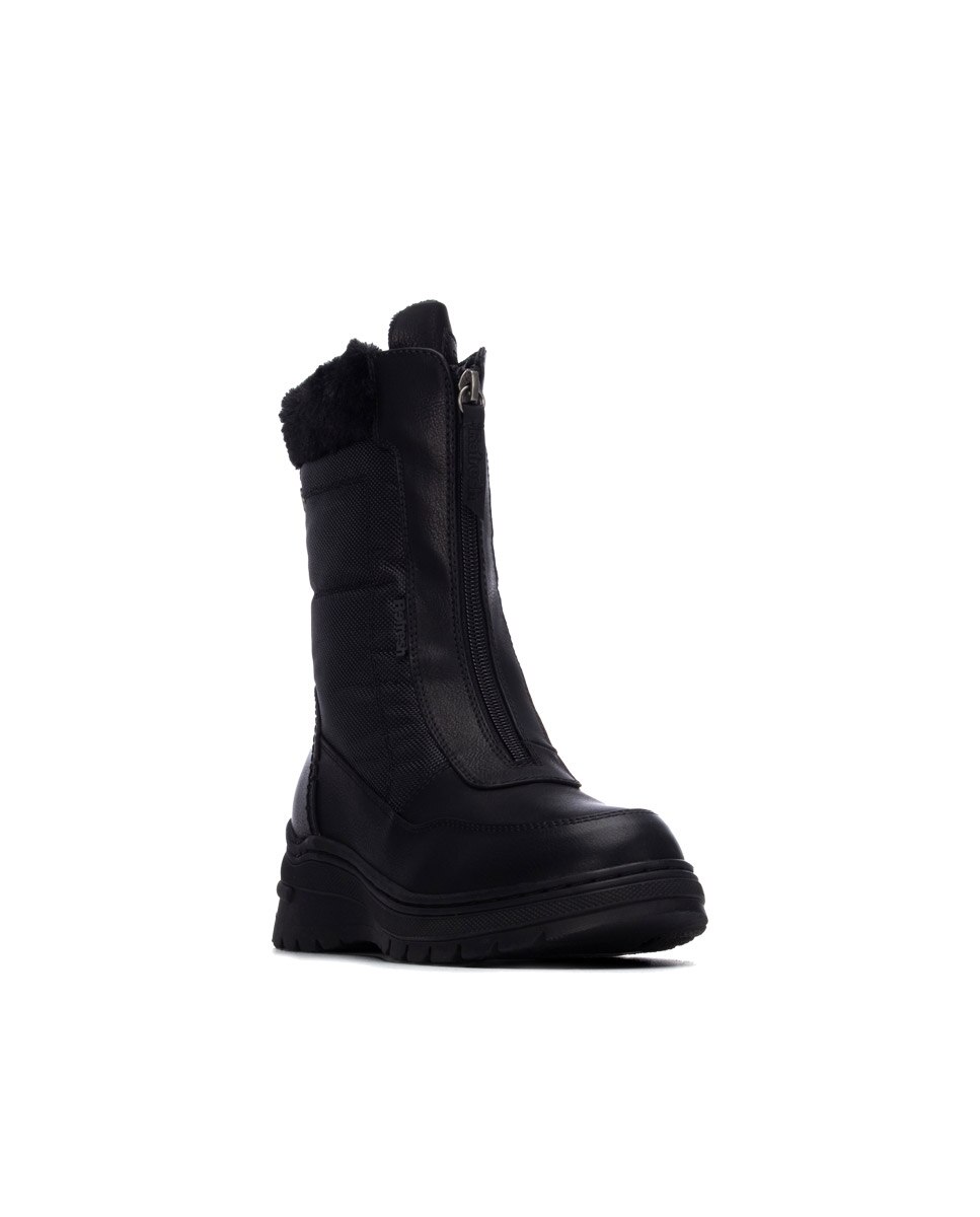 Botines con pelo de mujer con cremallera - Refresh - Negro Negro-3