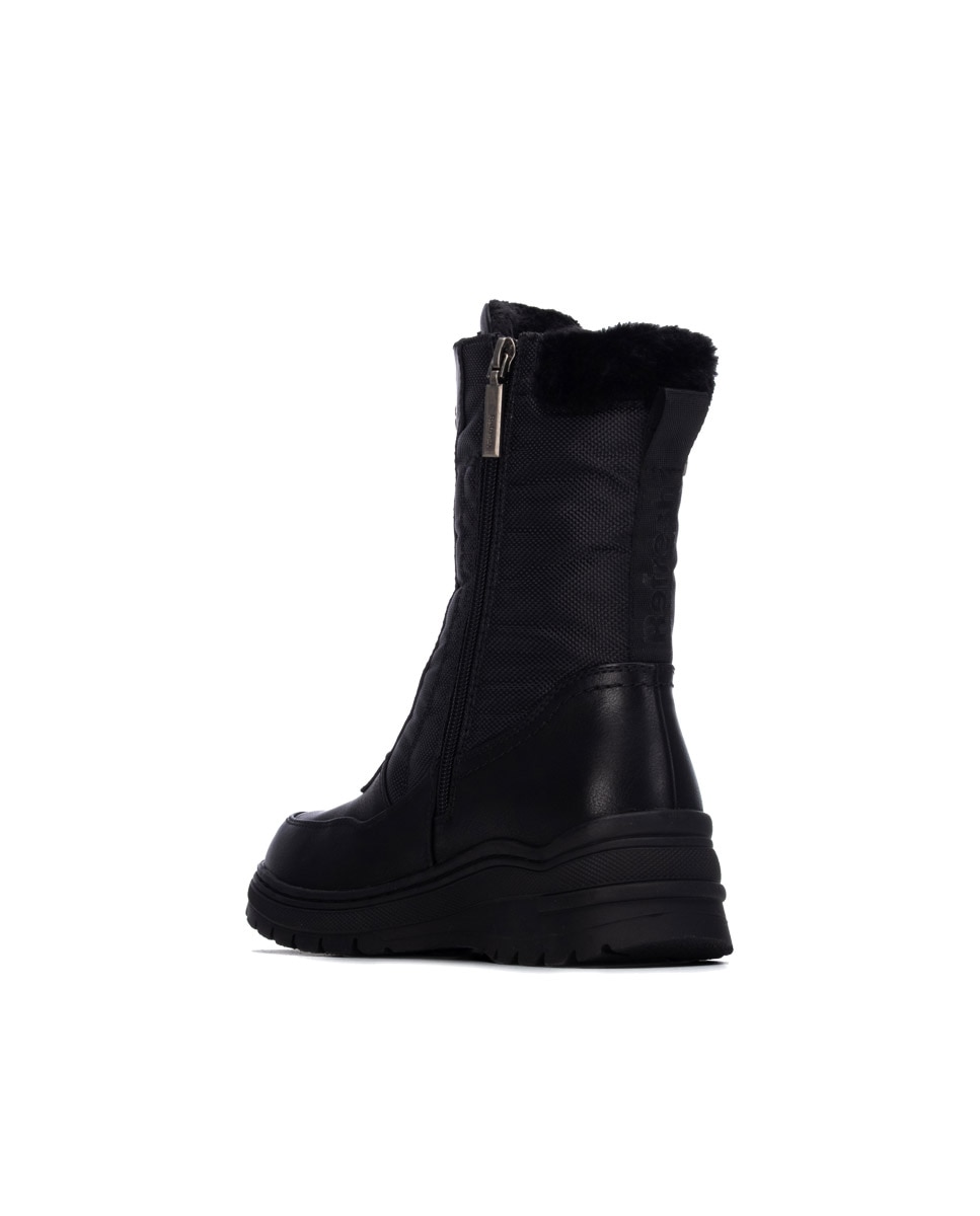 Botines con pelo de mujer con cremallera - Refresh - Negro Negro-2