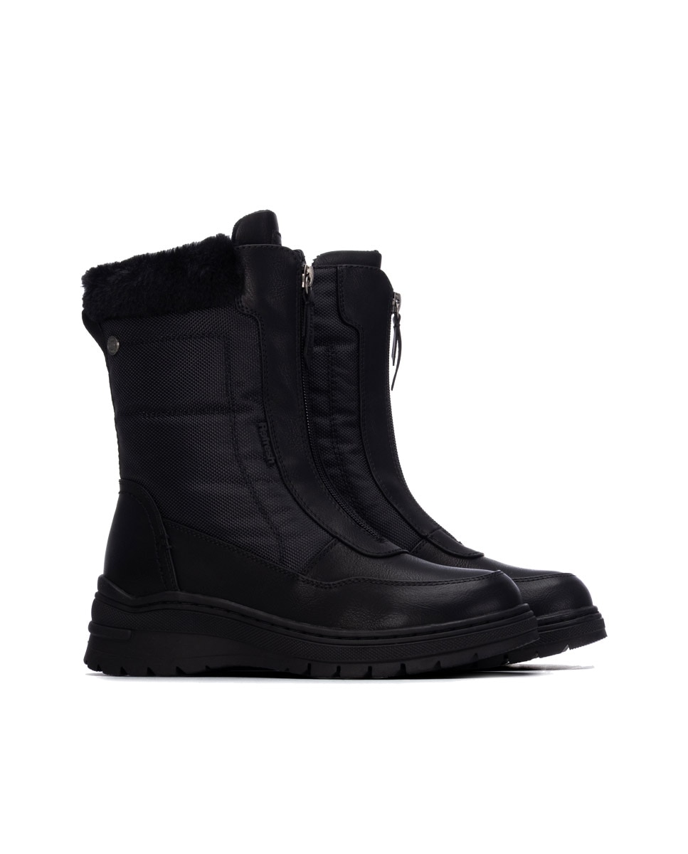 Botines con pelo de mujer con cremallera - Refresh - Negro Negro-4