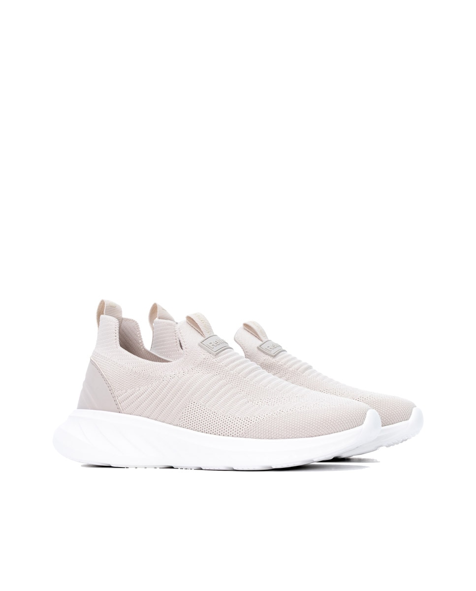 Zapatilla de mujer con cordones - Refresh - Beige Beige-4
