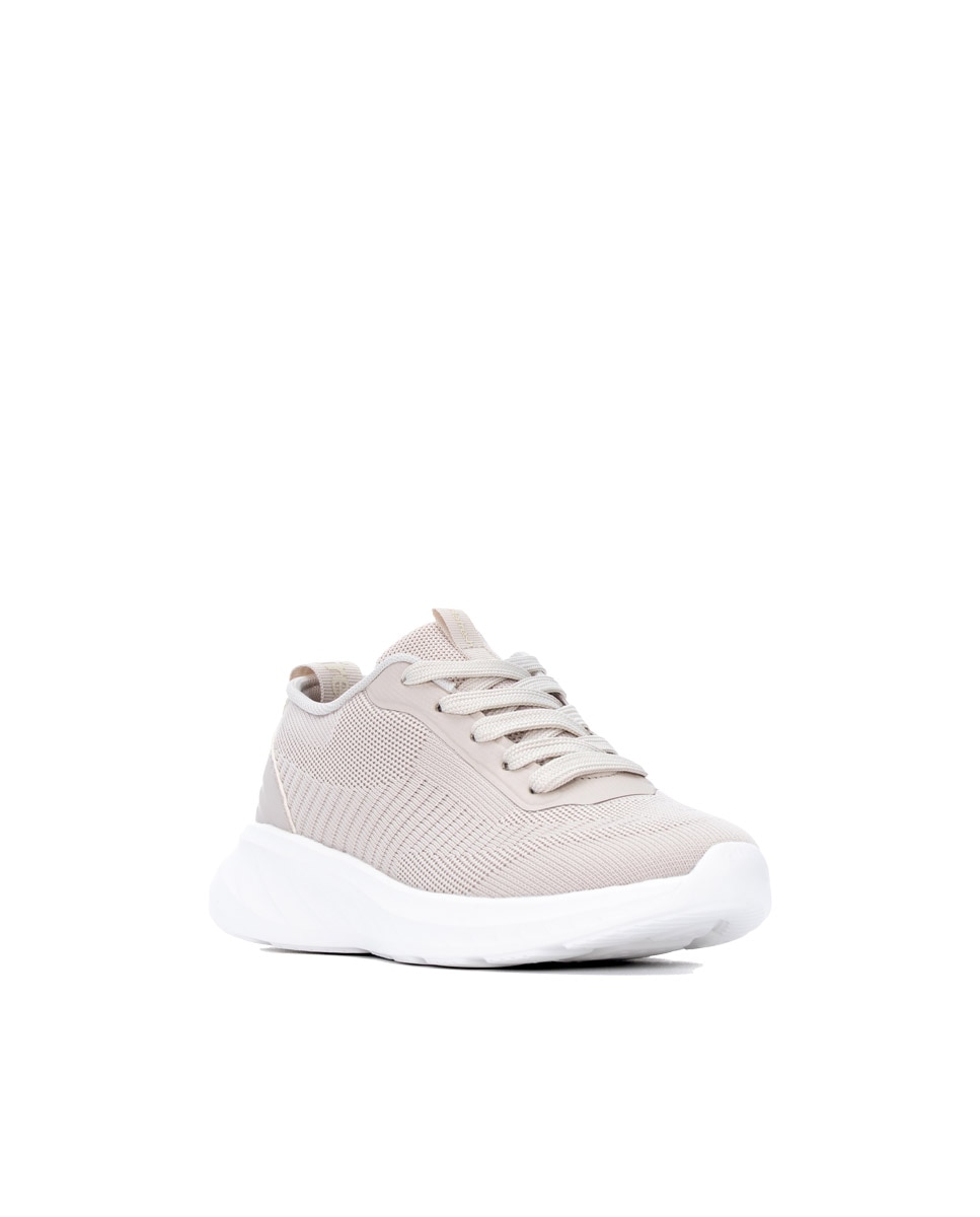 Zapatilla de mujer con cordones - Refresh - Beige Beige-3