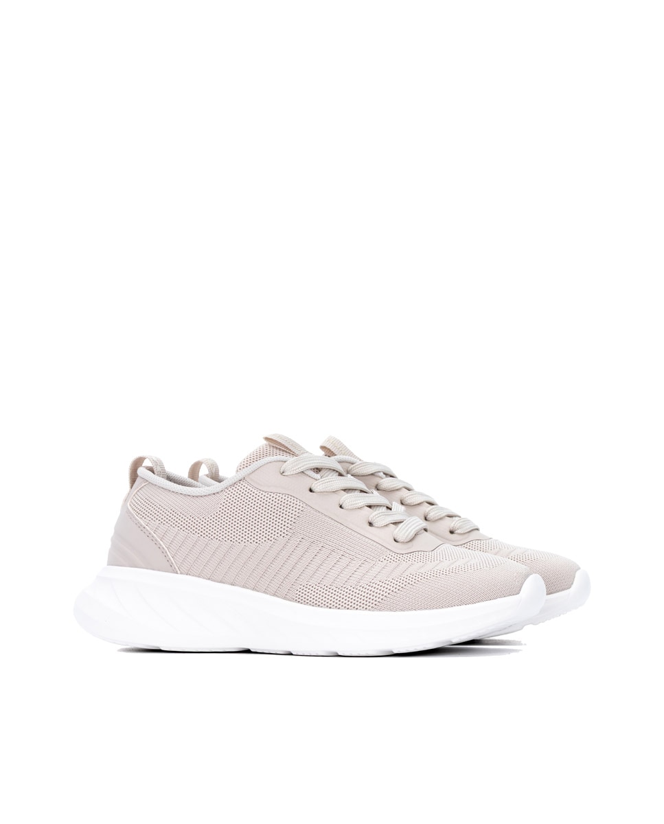 Zapatilla de mujer con cordones - Refresh - Beige Beige-4