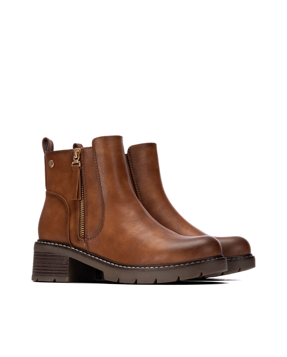 Botines de mujer con cremallera - Xti - Camel Camel-4