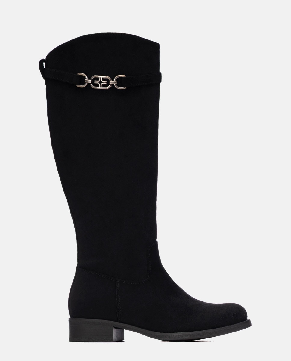 Bota alta de mujer plana - Xti - Negro Negro-1