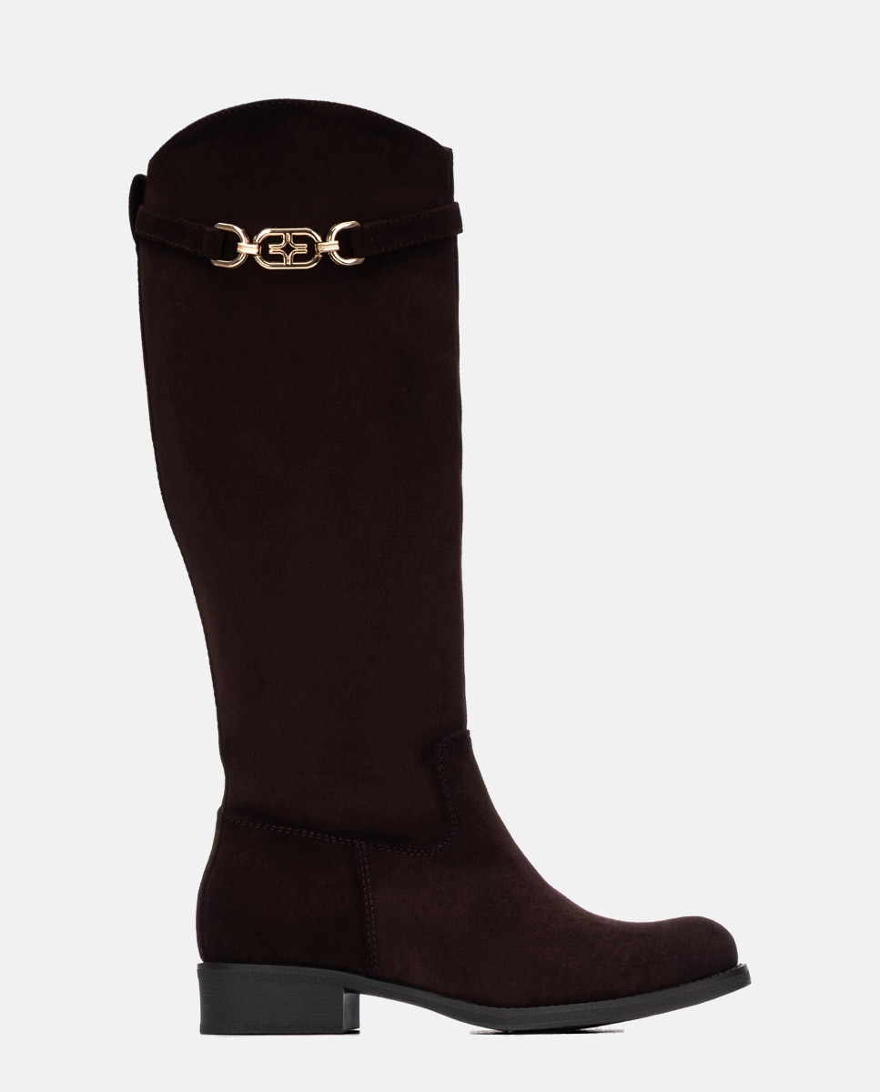 Bota alta de mujer plana - Xti - Marrón Marrón-1