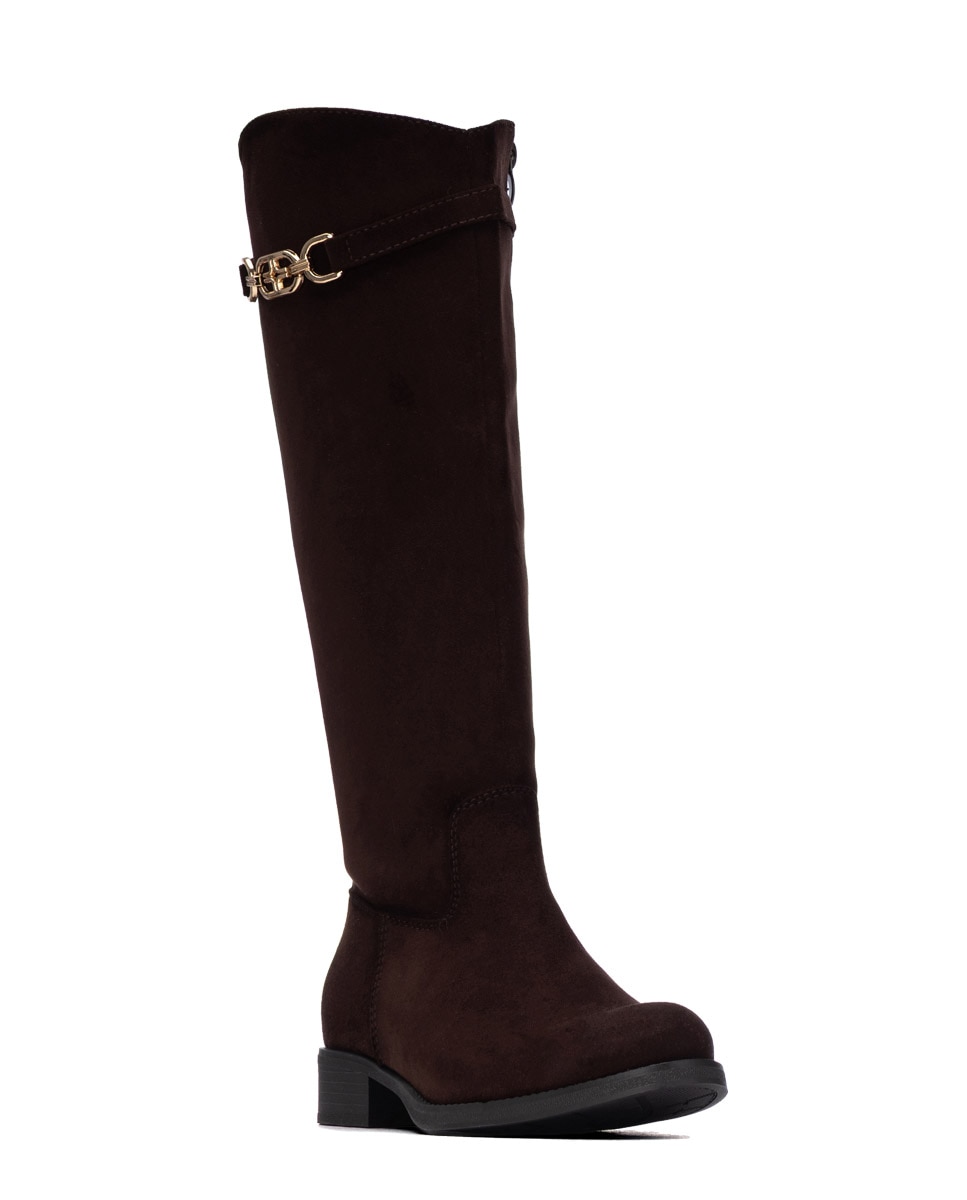 Bota alta de mujer plana - Xti - Marrón Marrón-3