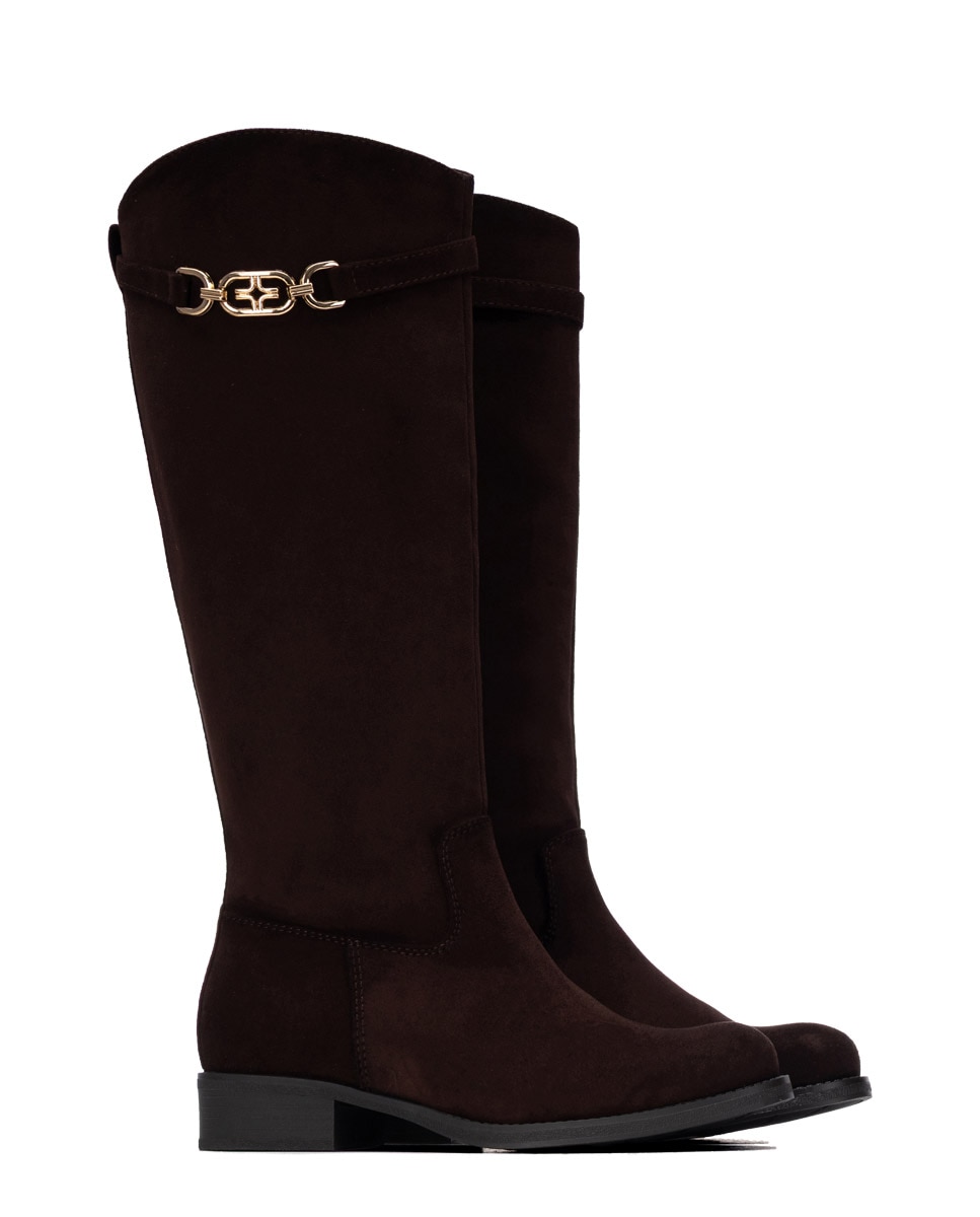 Bota alta de mujer plana - Xti - Marrón Marrón-4