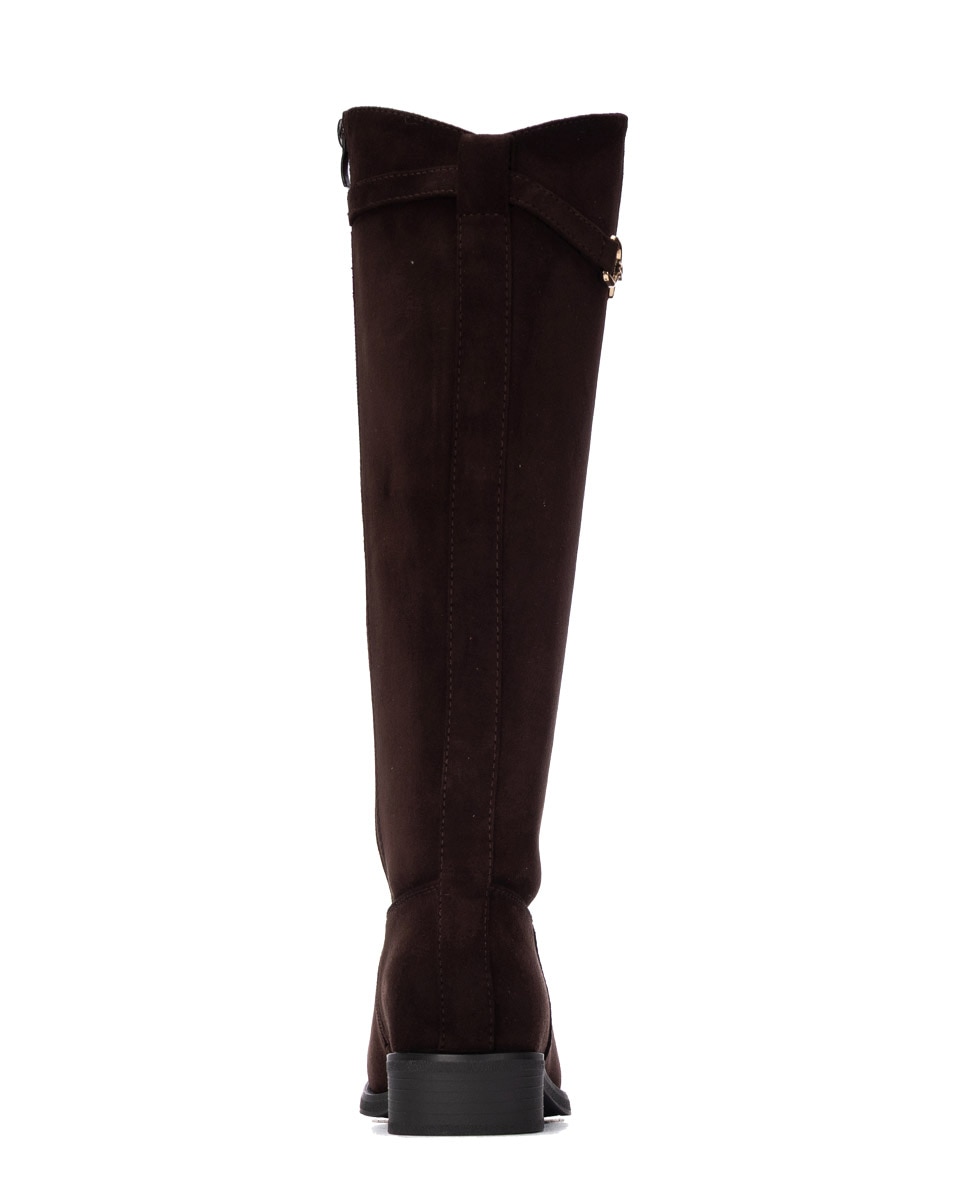 Bota alta de mujer plana - Xti - Marrón Marrón-5