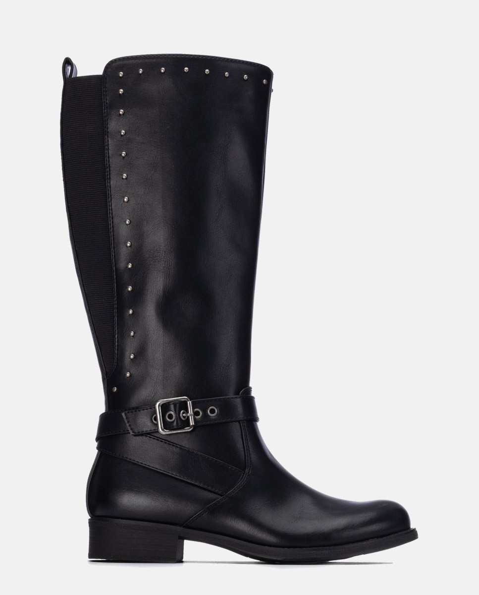 Bota alta de mujer plana - Xti - Negro Negro-1