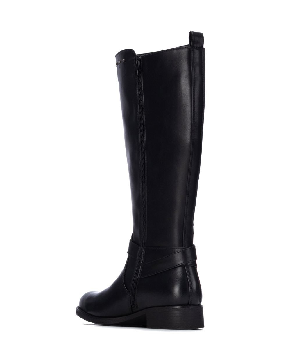 Bota alta de mujer plana - Xti - Negro Negro-2