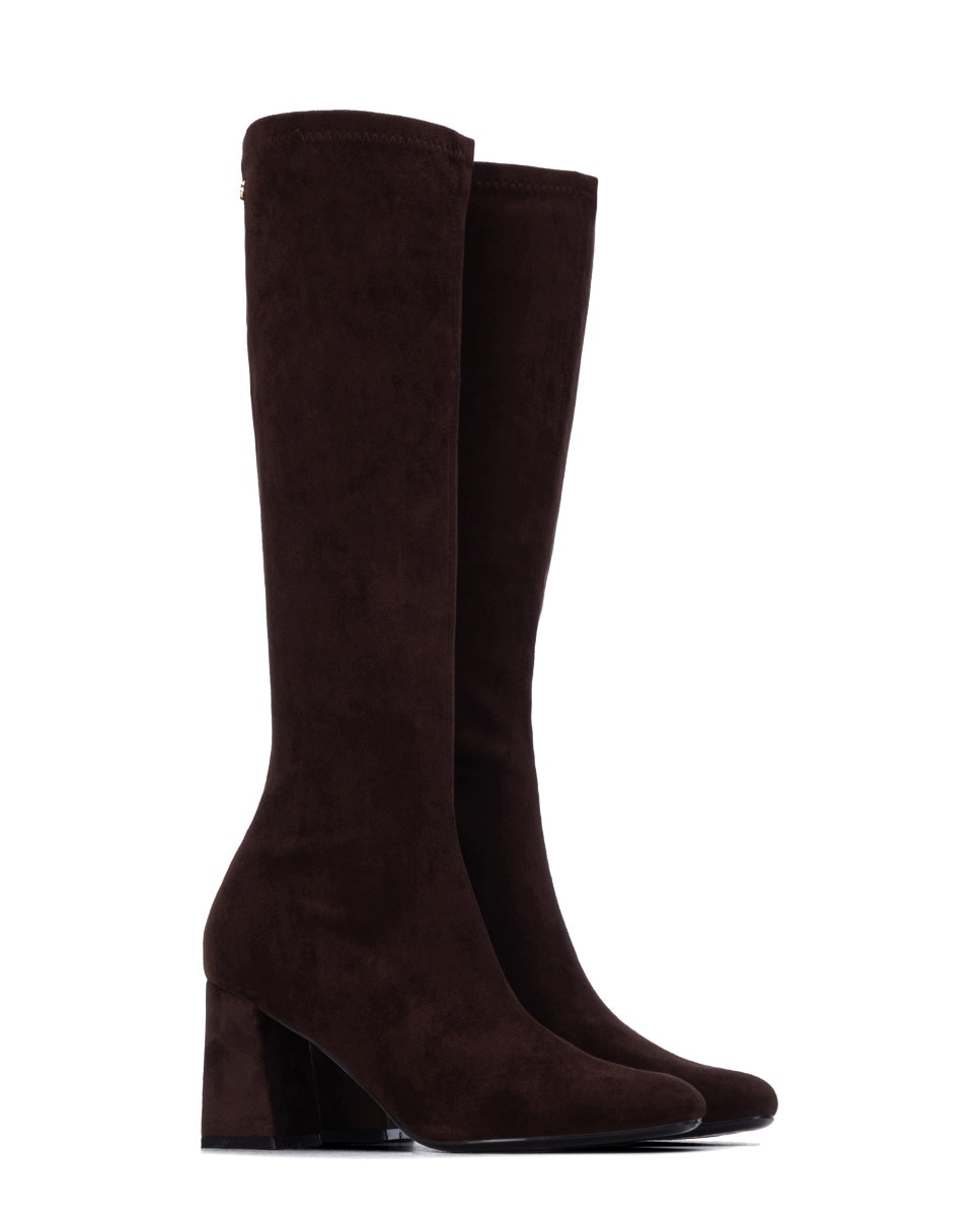 Bota de mujer con cremallera y tacón - Xti - Marrón Marrón-4