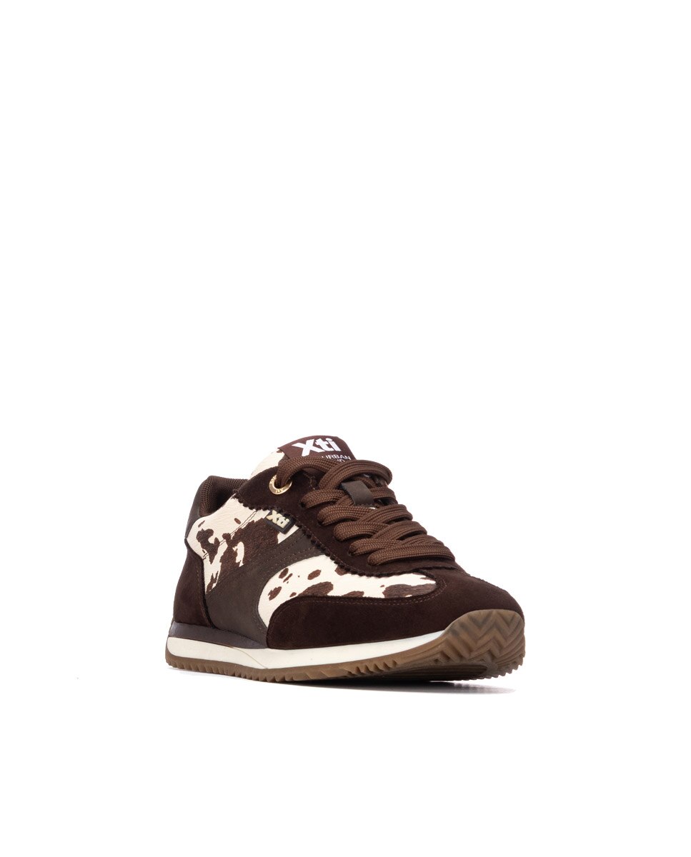 Zapatilla de mujer con cordones - Xti - Marrón Marrón-3