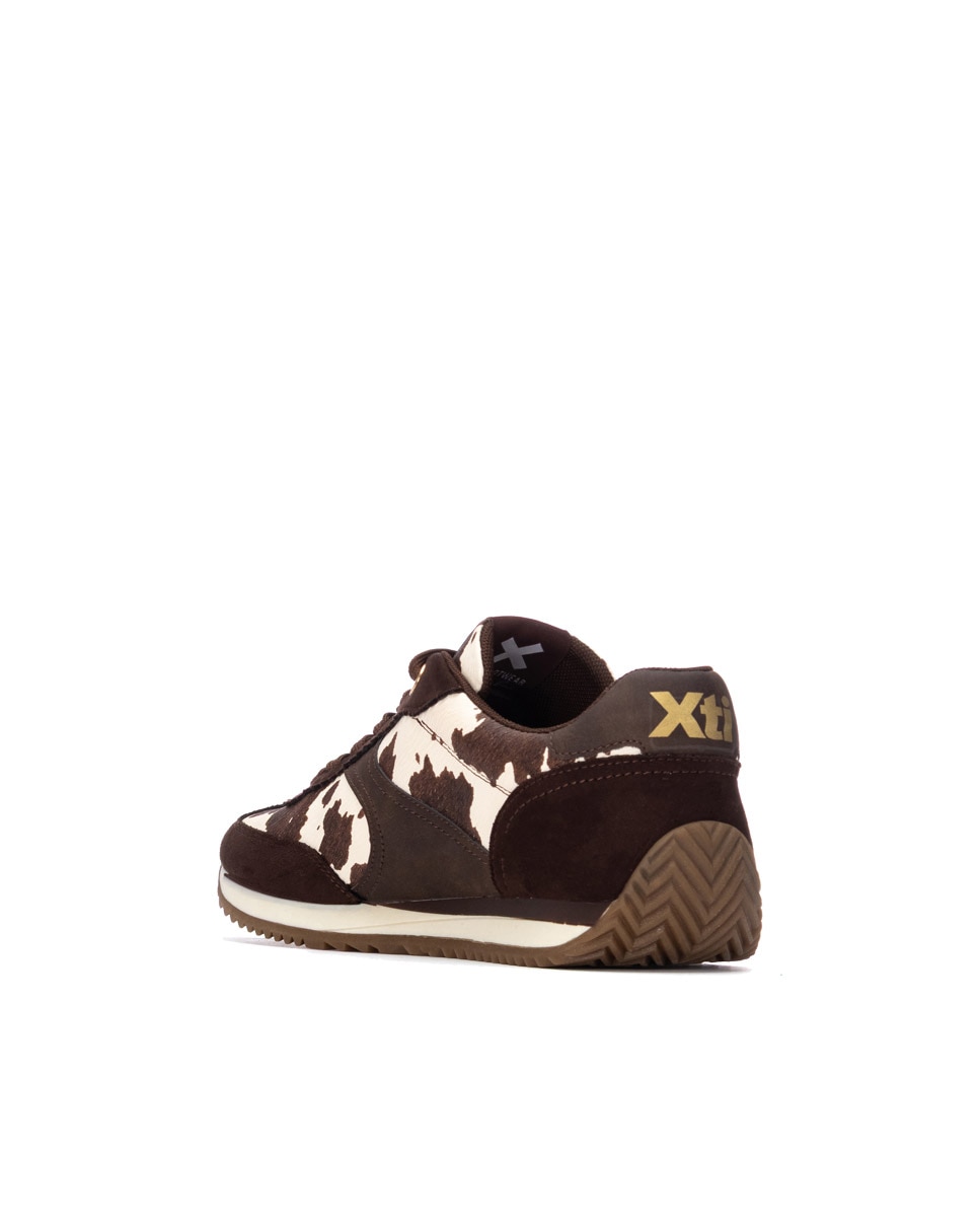 Zapatilla de mujer con cordones - Xti - Marrón Marrón-4