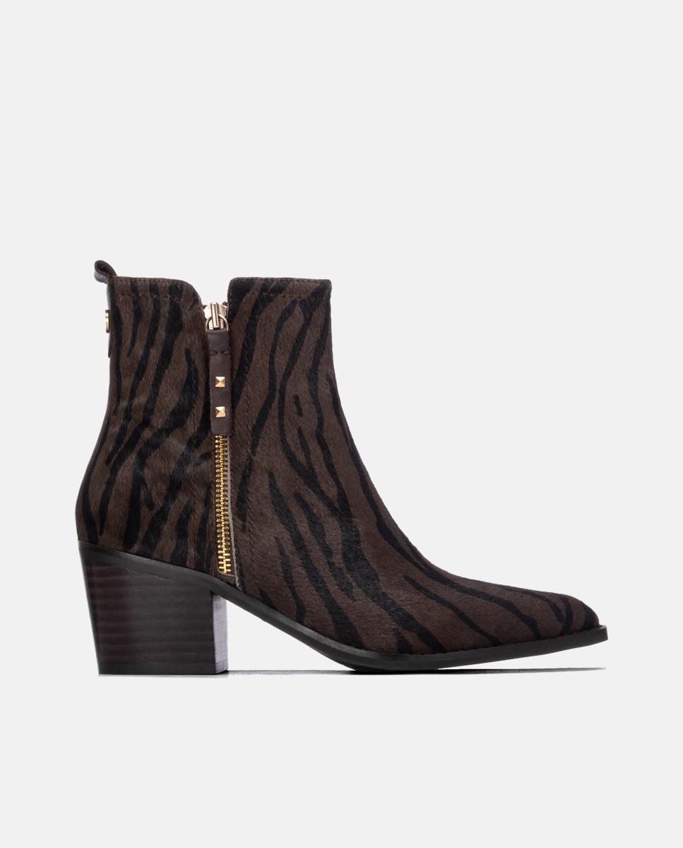Botines de mujer con cremallera de piel - Carmela - Negro Negro-1