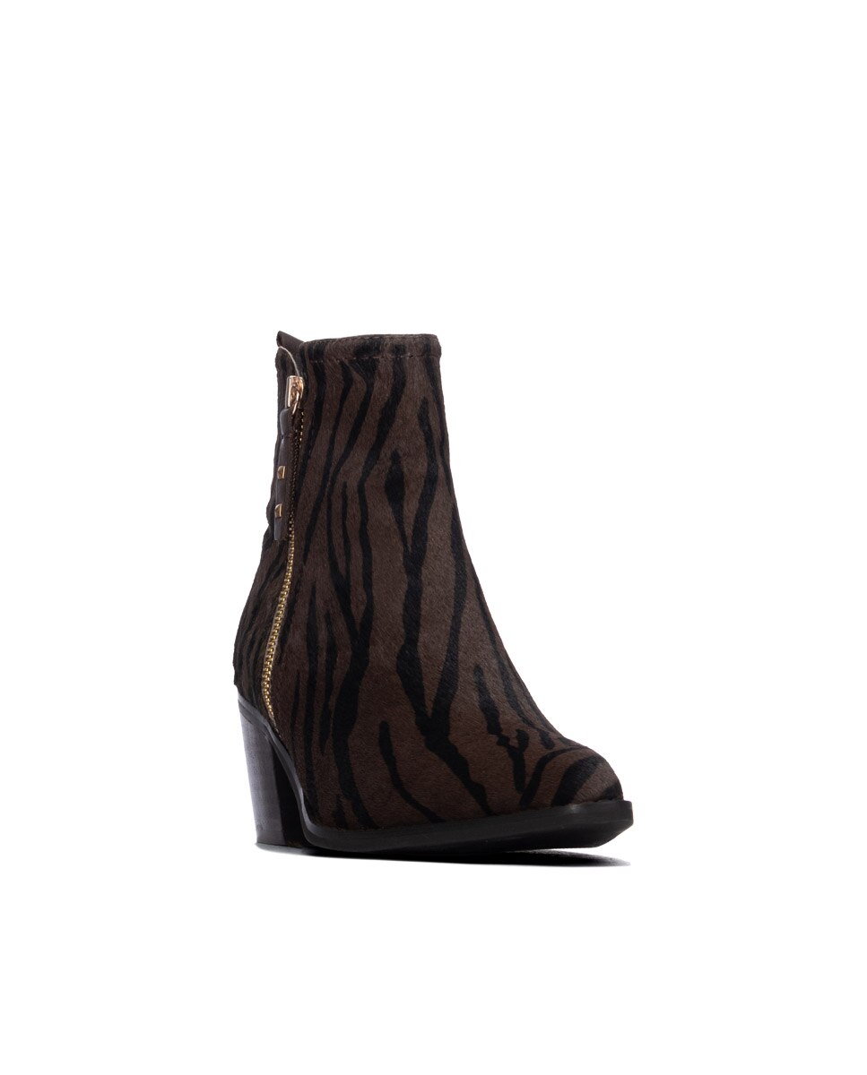 Botines de mujer con cremallera de piel - Carmela - Negro Negro-3