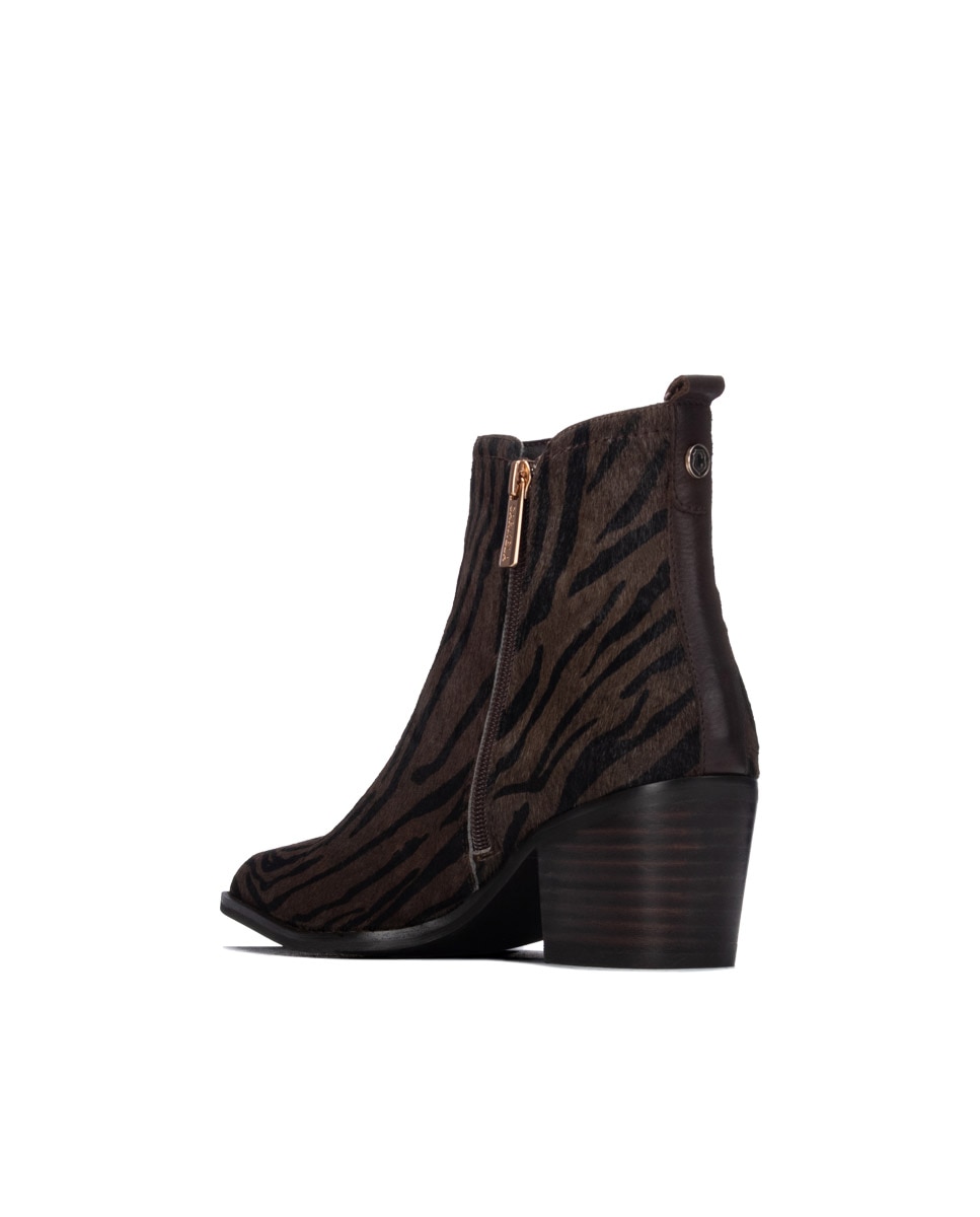 Botines de mujer con cremallera de piel - Carmela - Negro Negro-2