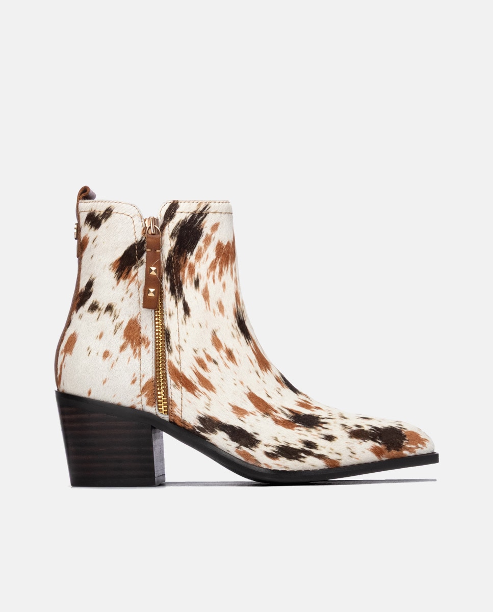Botines de mujer con cremallera de piel - Carmela - Beige Beige-1