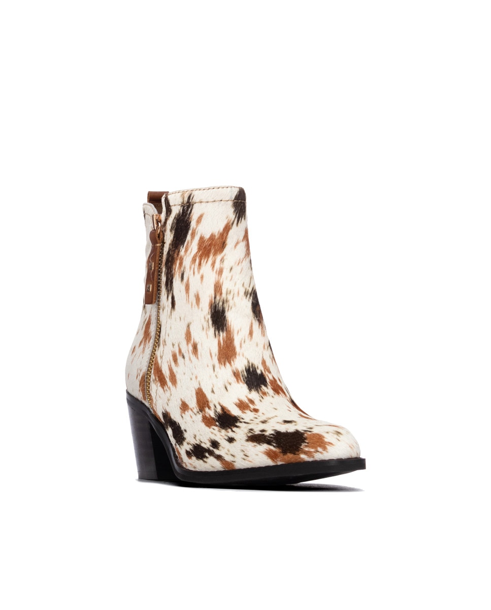 Botines de mujer con cremallera de piel - Carmela - Beige Beige-3