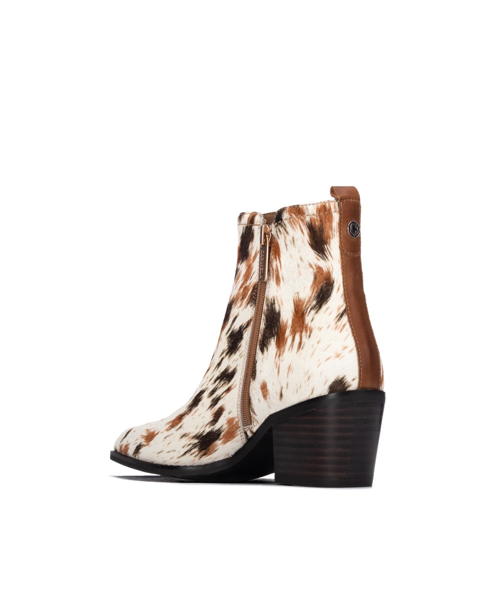 Botines de mujer con cremallera de piel - Carmela - Beige Beige-2