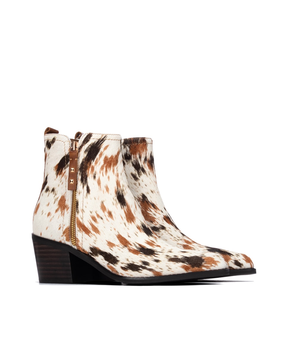 Botines de mujer con cremallera de piel - Carmela - Beige Beige-4