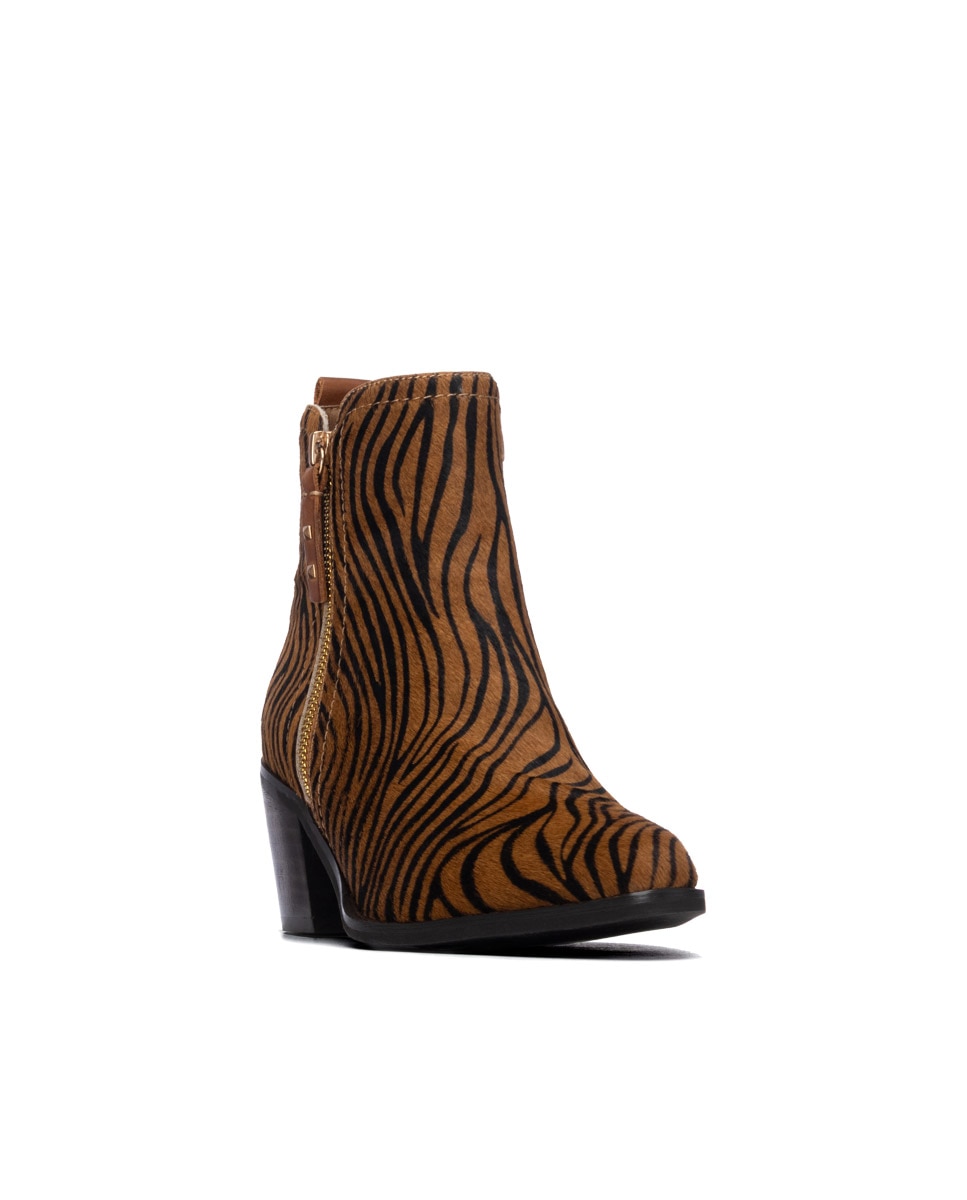 Botines de mujer con cremallera de piel - Carmela - Camel Camel-3