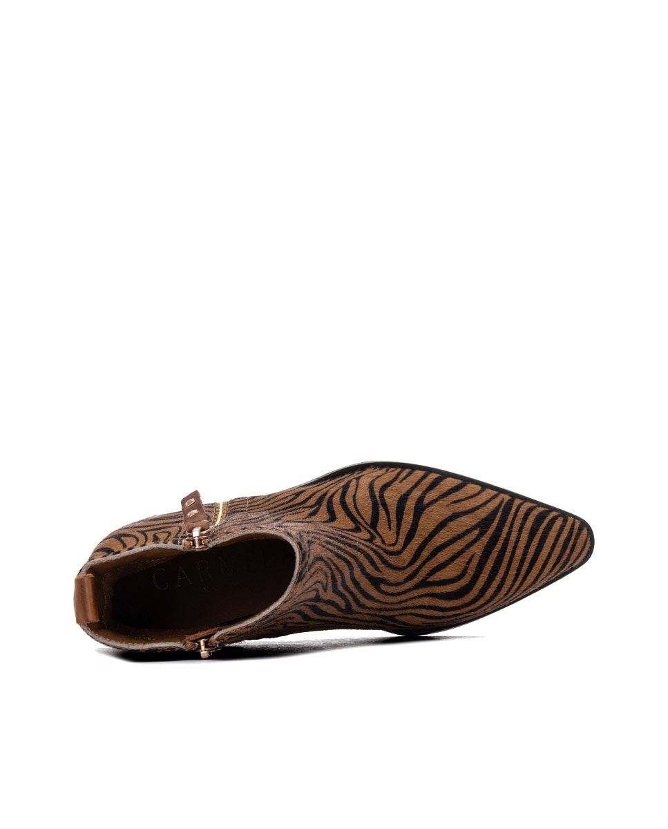 Botines de mujer con cremallera de piel - Carmela - Camel Camel-5