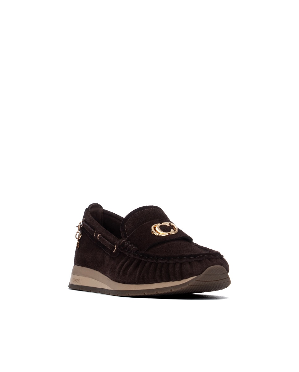 Mocasín de mujer de piel - Carmela - Marrón Marrón-3