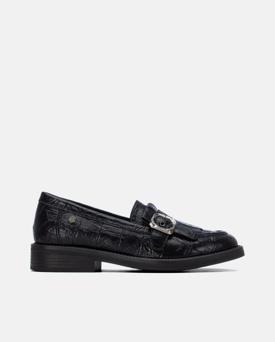 Mocasín de mujer de piel - Carmela - Negro Negro-1
