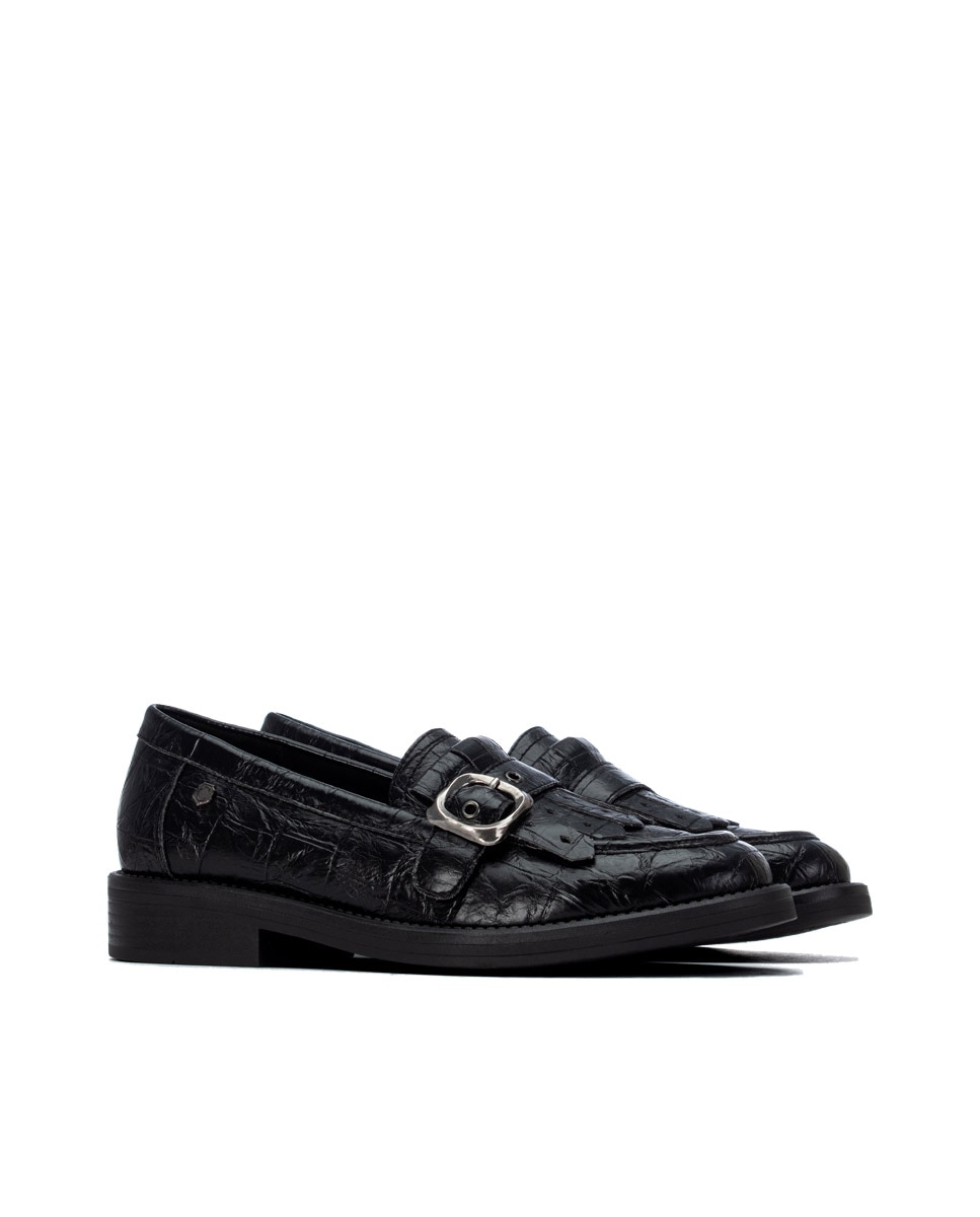 Mocasín de mujer de piel - Carmela - Negro Negro-4