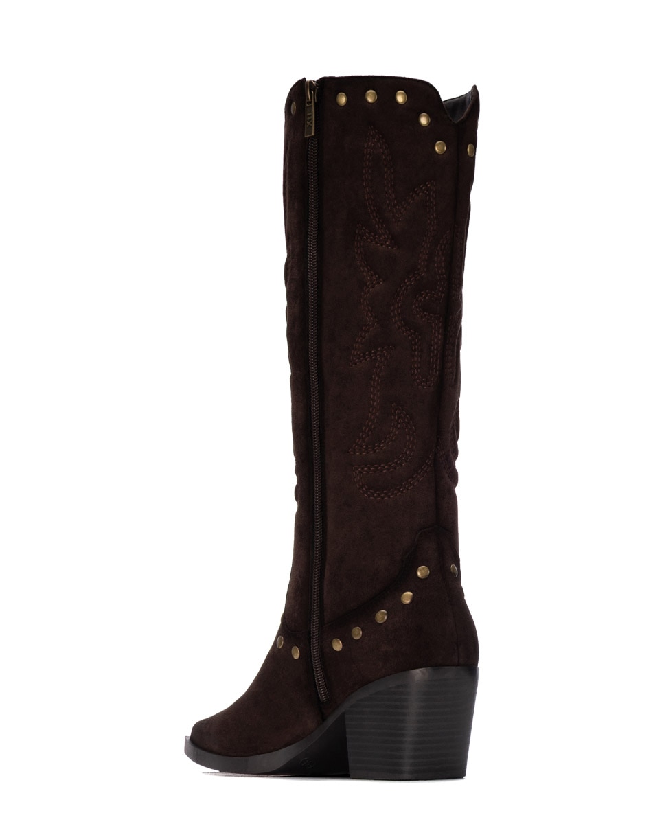 Bota de mujer con cremallera - Xti - Marrón Marrón-4
