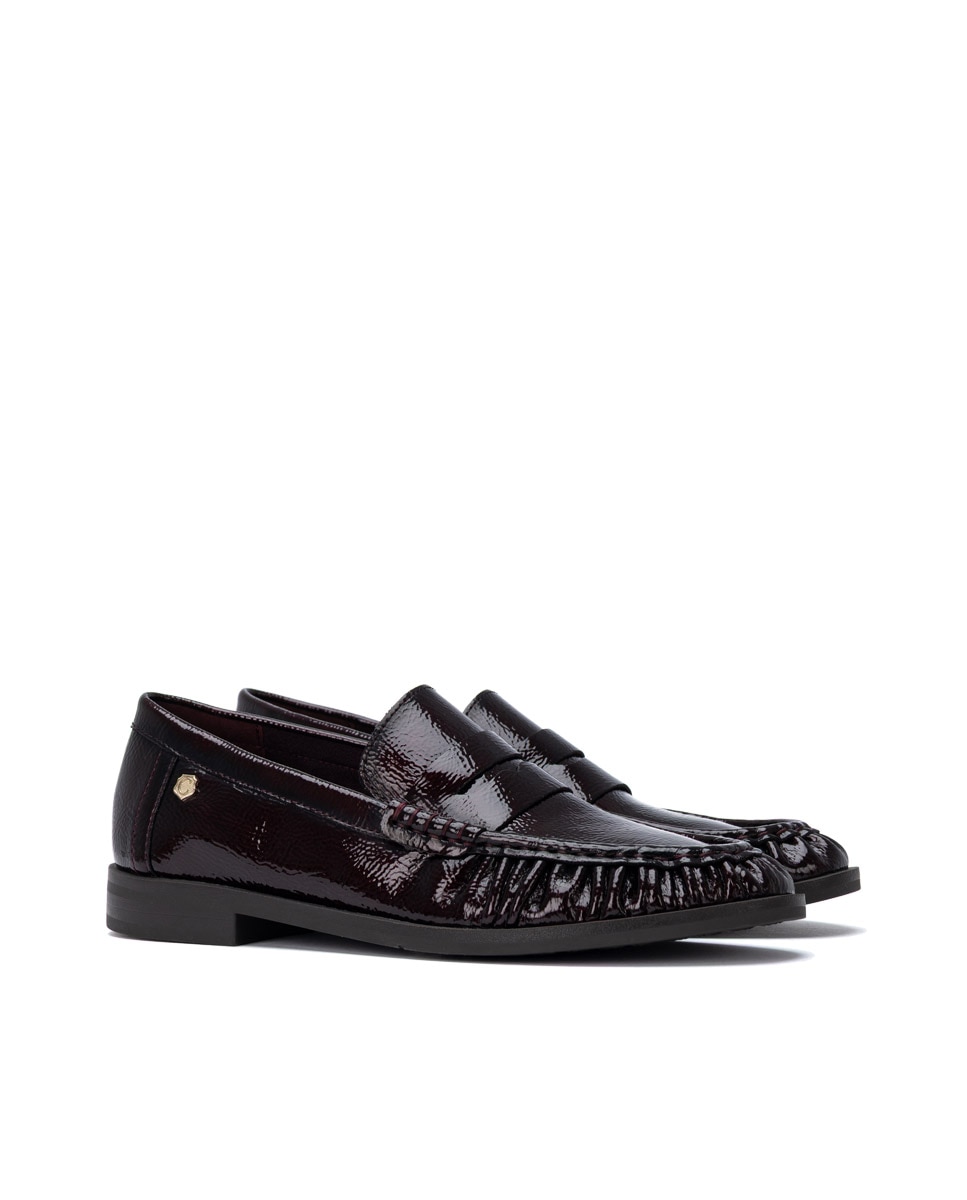 Mocasín de mujer de piel - Carmela - Burdeos Burdeos-4
