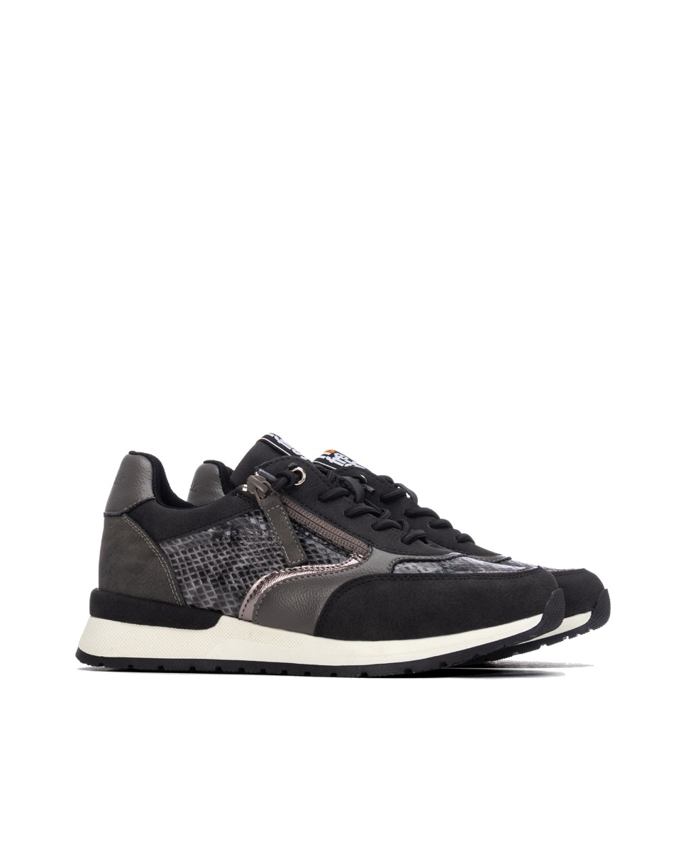 Zapatilla de mujer con cordones - Refresh - Gris Gris-4