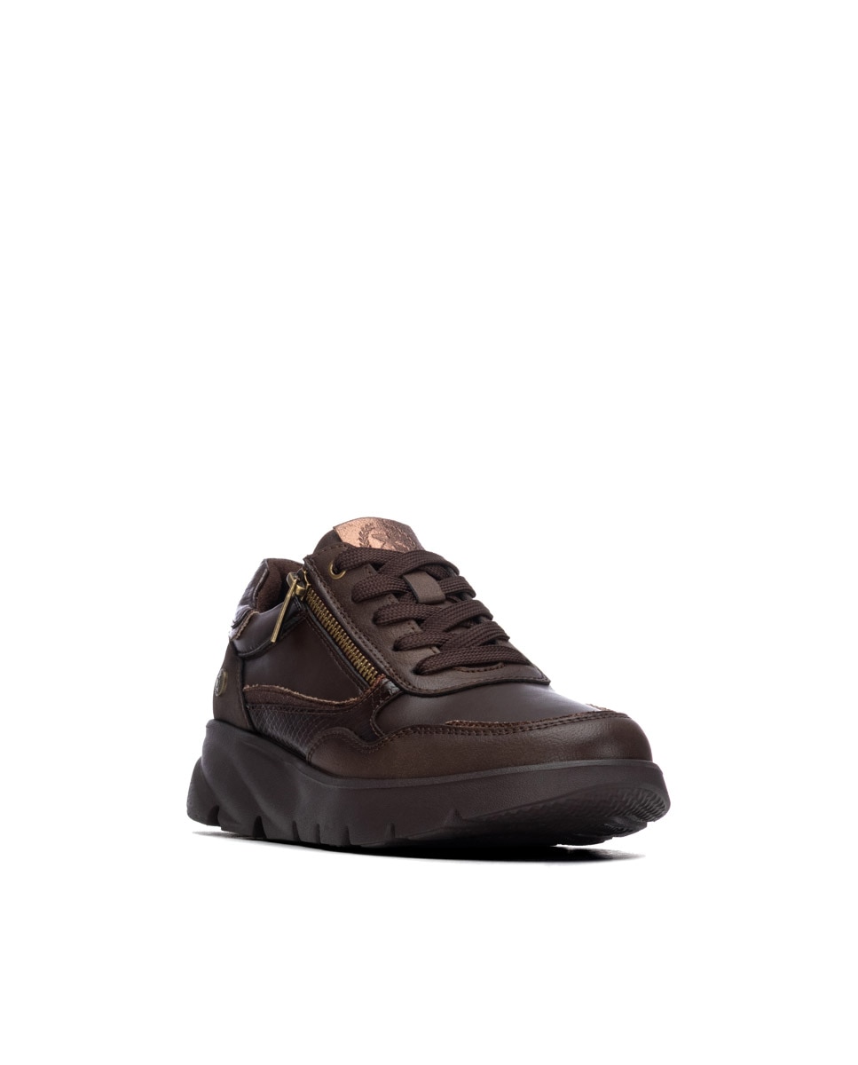 Zapatilla de mujer con cordones - Xti - Marrón Marrón-3